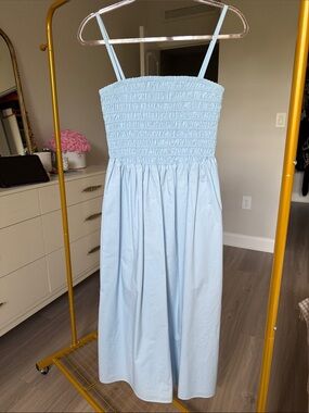 Theory Light Blue Smocked Strap Sundress for Girls